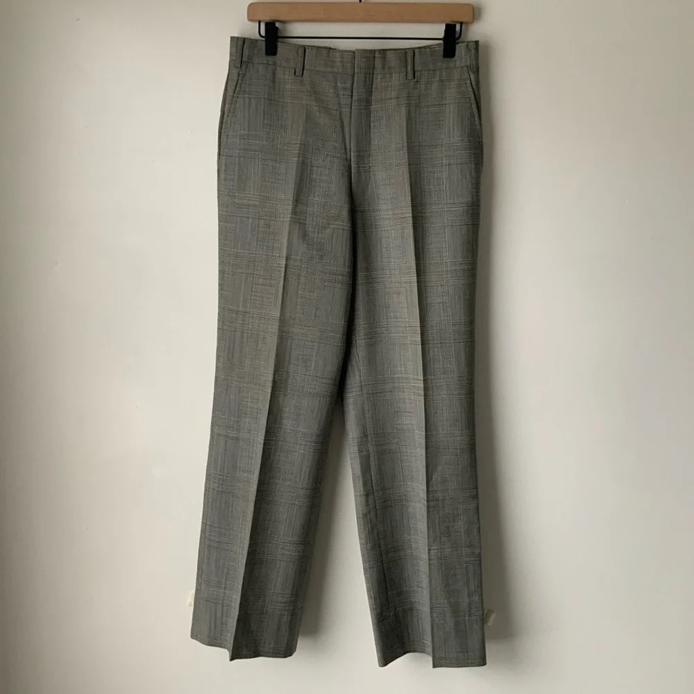 BURBERRYS’ Plaid Trousers Vintage Houndstooth High Waisted Black White Small - Picture 2 of 14